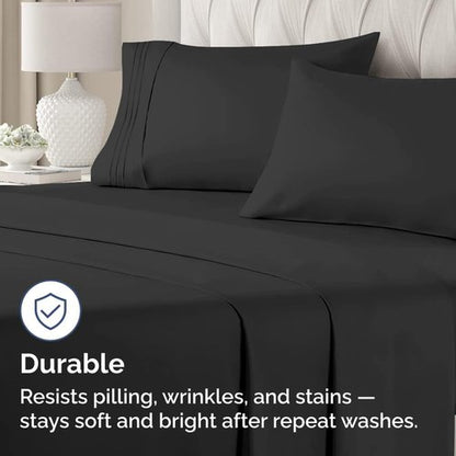 King Pillow Cases by [Brand Name] - Ultra Soft Hotel Quality Covers | 4-Piece Set, Wrinkle-Free, Black
