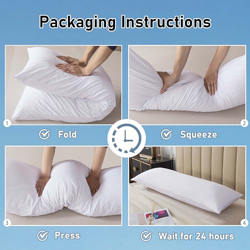 WhatsBedding Memory Foam Body Pillow for Adults, Long Body Pillow for Sleeping, Full Body Pillow for Bed (Removable Cotton Jersey Knitted Cover) - White