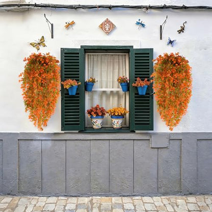 4Pcs Faux Fall Hanging Plants Orange for Outdoor & Indoor Decor