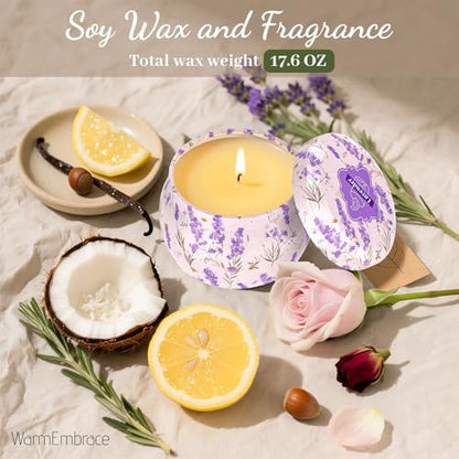 WarmEmbrace 8-Pack Soy Scented Candles Set with 4 Unique Fragrances - 8.8OZ