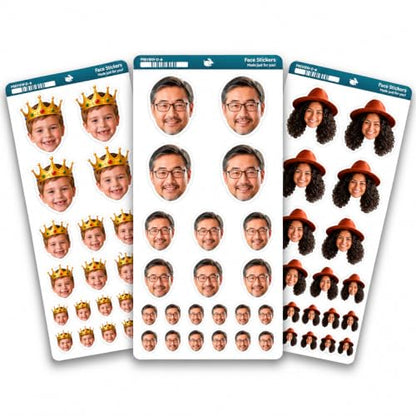 Custom Photo Face Stickers with Optional Hats for Party Favors