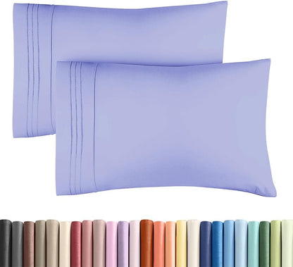 Standard Pillow Cases Set of 2 - Ultra-Soft Hotel Quality Covers | Comfy, Wrinkle-Free & Stain Resistant - Lavender