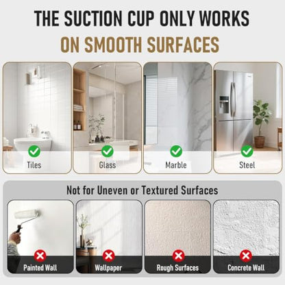 Suction Cup Shower Hooks No Drill 4 Pack - Brushed Nickel, Silver / 2 Pack