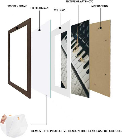 Regine Switzerland 11x14 Picture Frame - Display 8x10 Photos with Mat or 11x14 Without Mat, Brown