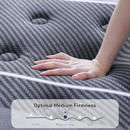 Full 12 Inch Hybrid Mattress with Gel Memory Foam & Pocket Coils - Hotel Style Luxury, Medium Firm