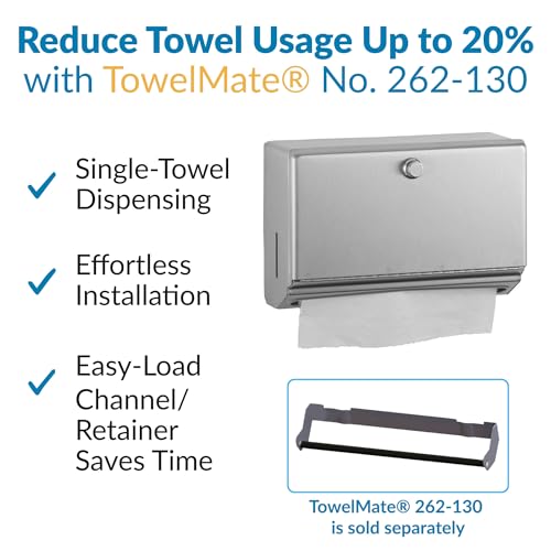 Bobrick Wall-Mounted Paper Towel Dispenser – Stainless Steel, Holds 200 C-Fold or 275 Multifold Towels, Easy Manual Access, ADA Compliant, Ideal for Commercial Bathrooms & High-Traffic Areas (Model B-2621)