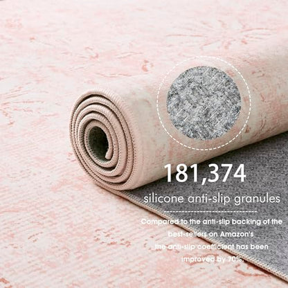 Pink 6x8 Area Rug for Baby Girl Kids Playroom Floral Carpet - Pink & White