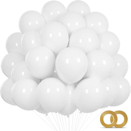 White Balloons 110 Pcs - 5 Inch Small Latex Balloons for Weddings, Birthdays & Baby Showers