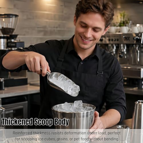 Heavy Duty 12oz Aluminum Ice Scoop 2 Pack for Kitchen & Bar Use