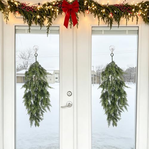 Artificial Cedar Christmas Teardrop Swag Set - 29 Inch Holiday Decor