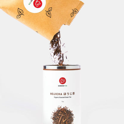 Senbird Organic Hojicha - Japanese Roasted Green Tea - From Shizuoka, Japan - Loose Tea In Airtight Tea Tin (1.76oz/50g)