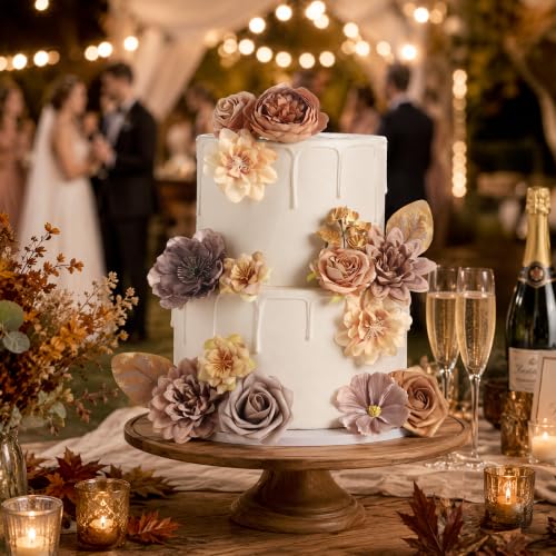 Fall Artificial Flowers Combo Set - Nude Brown Silk & Foam Blooms with Ribbons & Stems - Variation of THIS listing