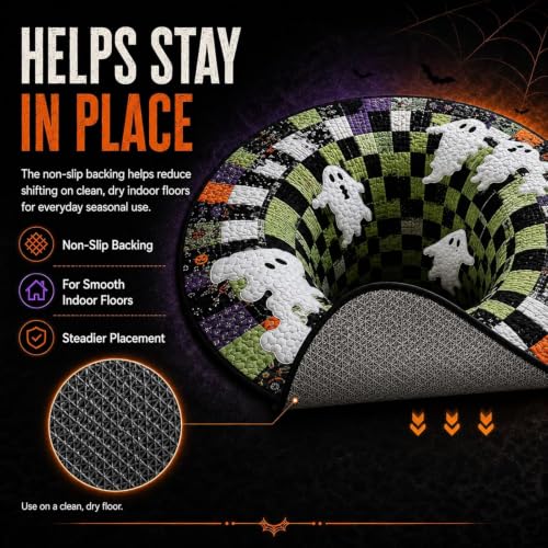 Colorful 3D Halloween Optical Illusion Rug - Abyss Circular Mat 23.6in