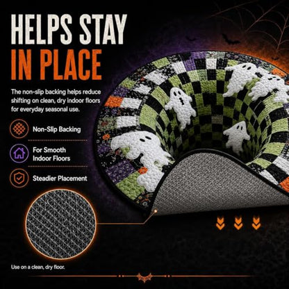 Colorful 3D Halloween Optical Illusion Rug - Abyss Circular Mat 23.6in