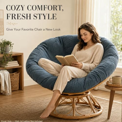 Papasan Cushion Cover - Leaf Jacquard, Fits 44-48 Inch Round Chair, Green