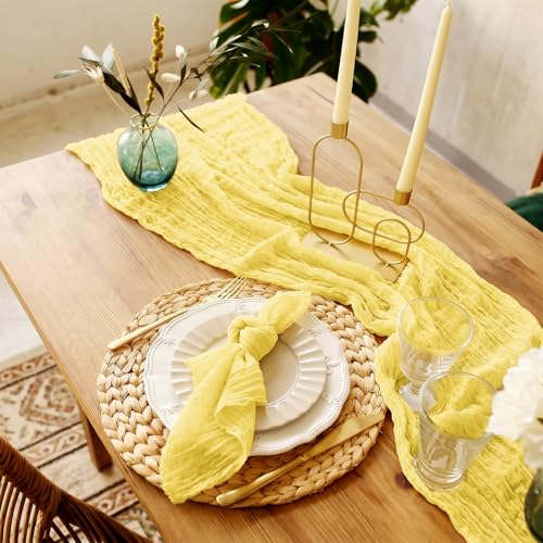 Yellow Cheesecloth Table Runner 8 Pack - 17 x 108 Inch Wedding & Party Decor