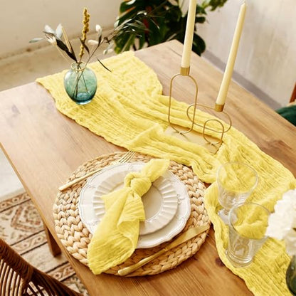 Yellow Cheesecloth Table Runner 8 Pack - 17 x 108 Inch Wedding & Party Decor