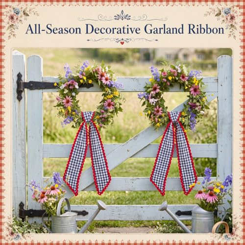 Black and White Checkered Sash for Wreaths - 2 Pack Home Decor Accessories