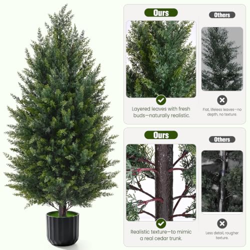 Green 3FT Artificial Topiary Cedar Trees Set of 2 - Outdoor Christmas Decor