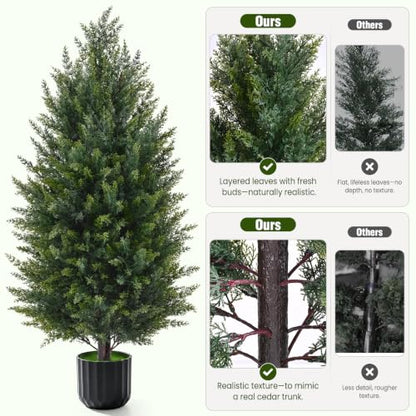 Green 3FT Artificial Topiary Cedar Trees Set of 2 - Outdoor Christmas Decor