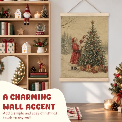 Christmas Wall Art Decor - Santa Claus Poster for Festive Home Decoration - 12x16 Inches - Variation: Christmas Tree Santa Claus
