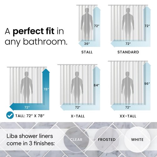 LiBa Bathroom Shower Curtain - Waterproof Plastic Shower Curtain Premium PEVA Non-Toxic with Rust Proof Grommets Clear 10G Heavy Duty Bathroom Accessories 72x78