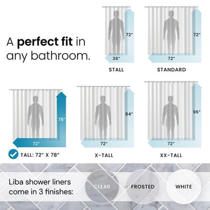 LiBa Bathroom Shower Curtain - Waterproof Plastic Shower Curtain Premium PEVA Non-Toxic with Rust Proof Grommets Clear 10G Heavy Duty Bathroom Accessories 72x78