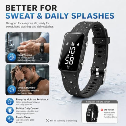 Vadeny Black Vibrating Alarm Wristband Silent Heavy Sleepers Teen Gift