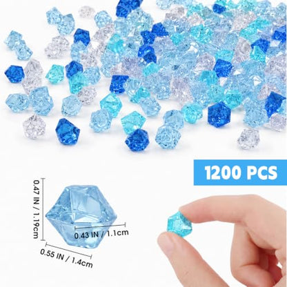 1200pcs Blue and White Acrylic Ice Cube Rocks for Vase Filler & Decor