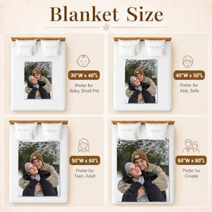 Baby Size Custom Photo Blanket with Text - Flannel Throw for Kids & Gifts