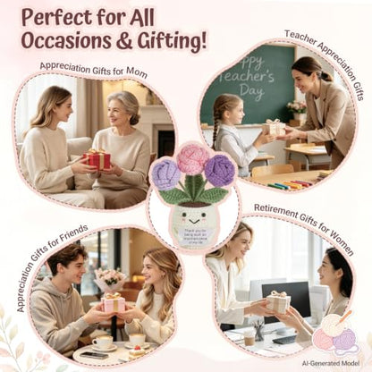 Thank You Gifts for Women - Handcrafted Crochet Rose Flower