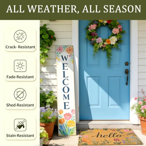 Multi Floral Front Door Mat 17x29 Inches Non-Slip Welcome Doormat
