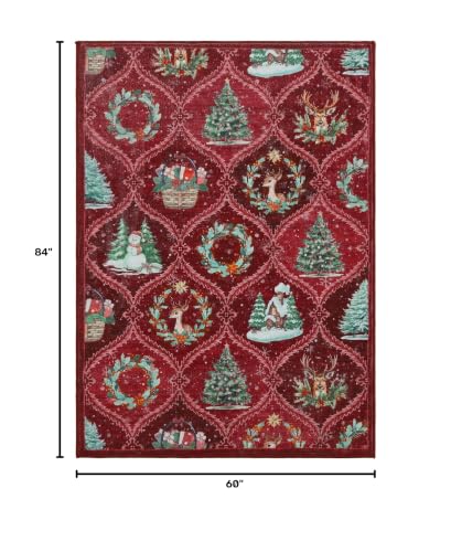 Christmas Rug Red 5x7 Area Rug for Living Room Vintage Holiday Carpet - GarveeHome