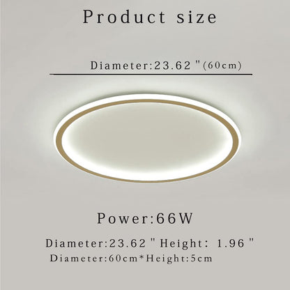 Dimmable LED Ceiling Light Fixture Flush Mount,24" Modern Round Recessed Ceiling Lamp with APP Adjustment,Gold 66W Close to The Ceiling Lighting Living Room Bedroom,3000K-6000K