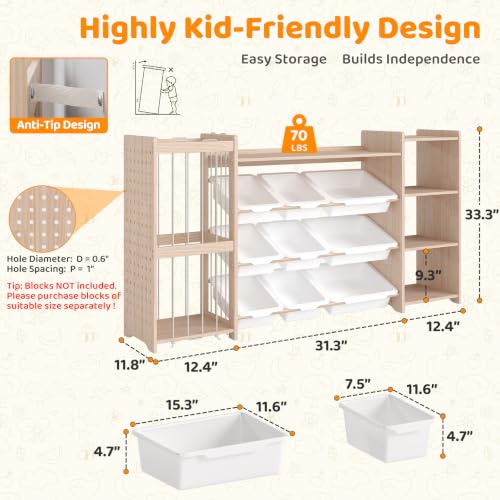 Kids Toy Storage Organizer & Bookshelf with Stuffed Animal Storage
