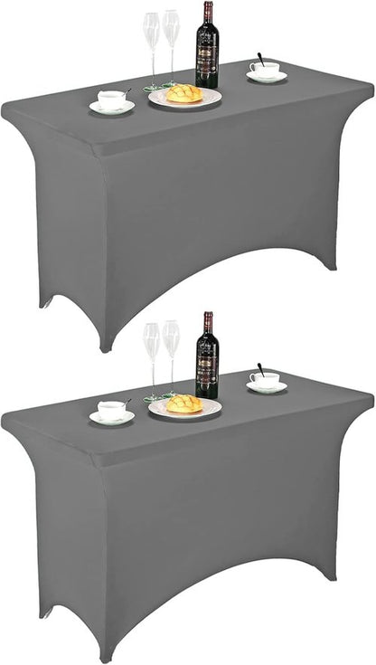 FORLIFE Spandex Table Covers - Fitted Stretch Tablecloths for Rectangular Tables | 4ft, Gray - Perfect for Weddings & Parties