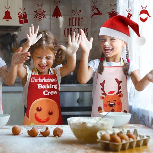 Kids Christmas Apron and Hat Set - Santa Snowman Gingerbread for Baking & Parties