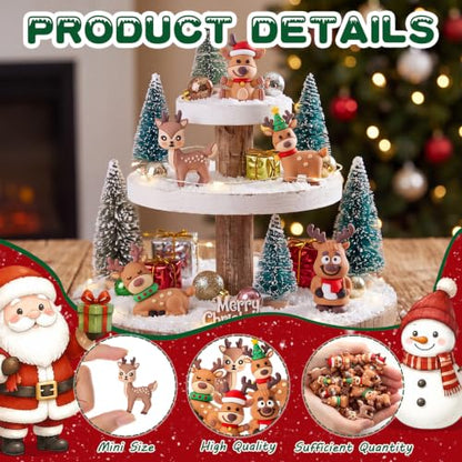 Mini Reindeer Figurines Set of 50 - 5 Styles Christmas Decorations