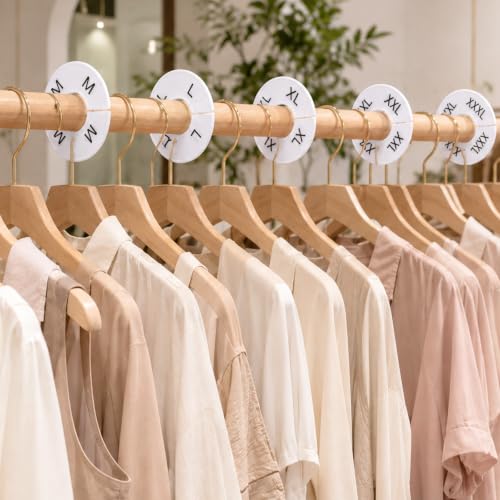 8 Pcs Clothing Size Dividers, Round Closet Dividers Plastic (White) - 9 cm Diameter, 8 Sizes
