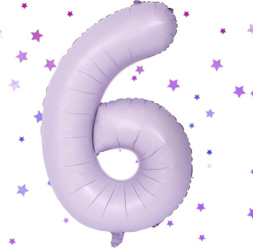 40 Inch Purple Number 6 Balloon by [Brand Name] - Matte Light Purple Birthday & Wedding Decoration