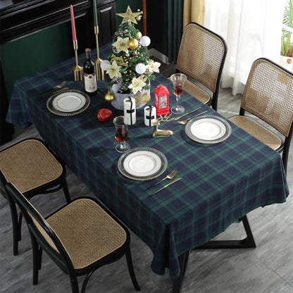 Rectangle Fabric Tablecloth Set - Blue & Green Plaid, 55x120 Inches, 2 Pack - Holiday Dining Cover
