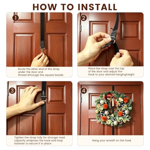 Adjustable Wreath Hanging Hook No Door Damage Black Variation