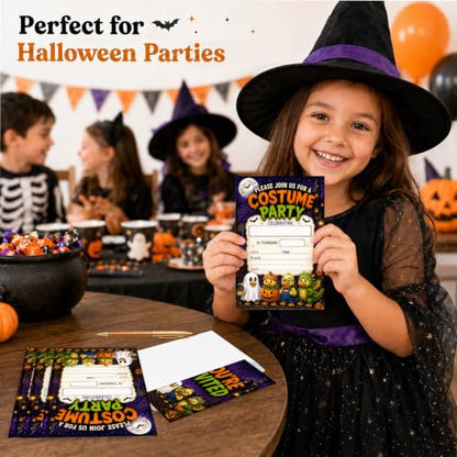 Duck Costume Halloween Birthday Party Invitations - Cartoon Haunted Variation