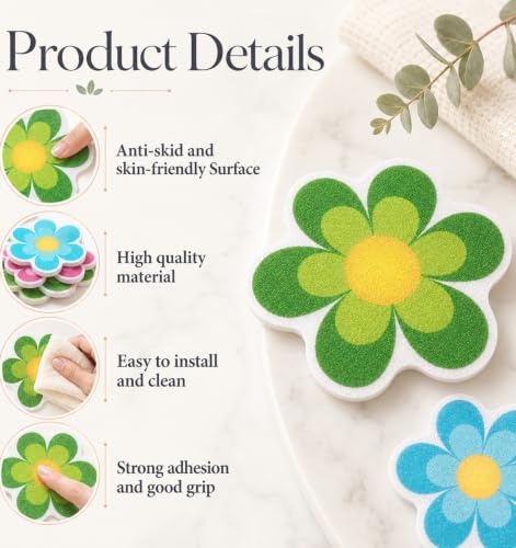 20PCS Non-Slip Shower Stickers with Adhesive Daisy Flower Design