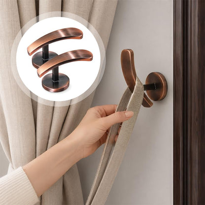 Silver Curtain Holdbacks 2 Pcs Wall Mount Hooks - Minimalist Metal Design
