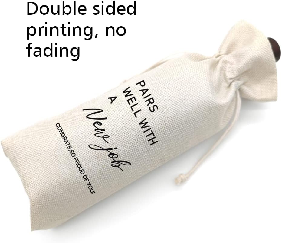 Socive Pairs Well with New Job Wine Bag, Burlap Wine Bottle Bag for New Job, Gift for Her Him, Congrats on the Coworker, Boss, Friends, Colleague