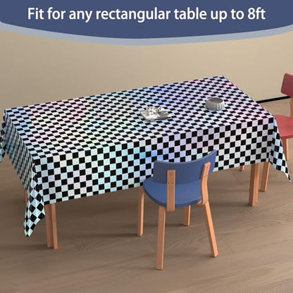 Black and Silver Disposable Plastic Tablecloths 54 x 108 Inches - 4 Pack