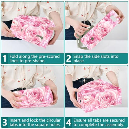 Pack of 3 Pink Rose Peony Magazine File Holders Water-Resistant PP Office Organizer