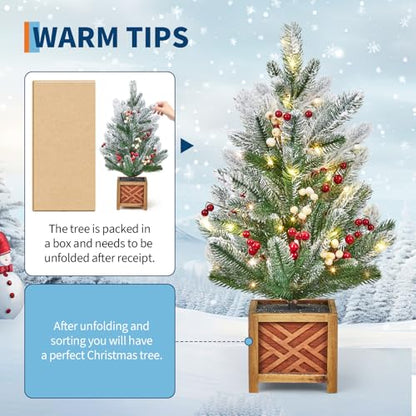 Green 24 Inch Mini Christmas Tree with Lights & Ornaments - DIY Tabletop Decor