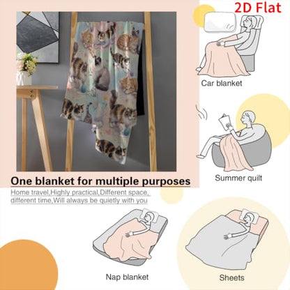 Cute Cats Throw Blanket 40x50 Inches Lightweight Soft Cozy All Season